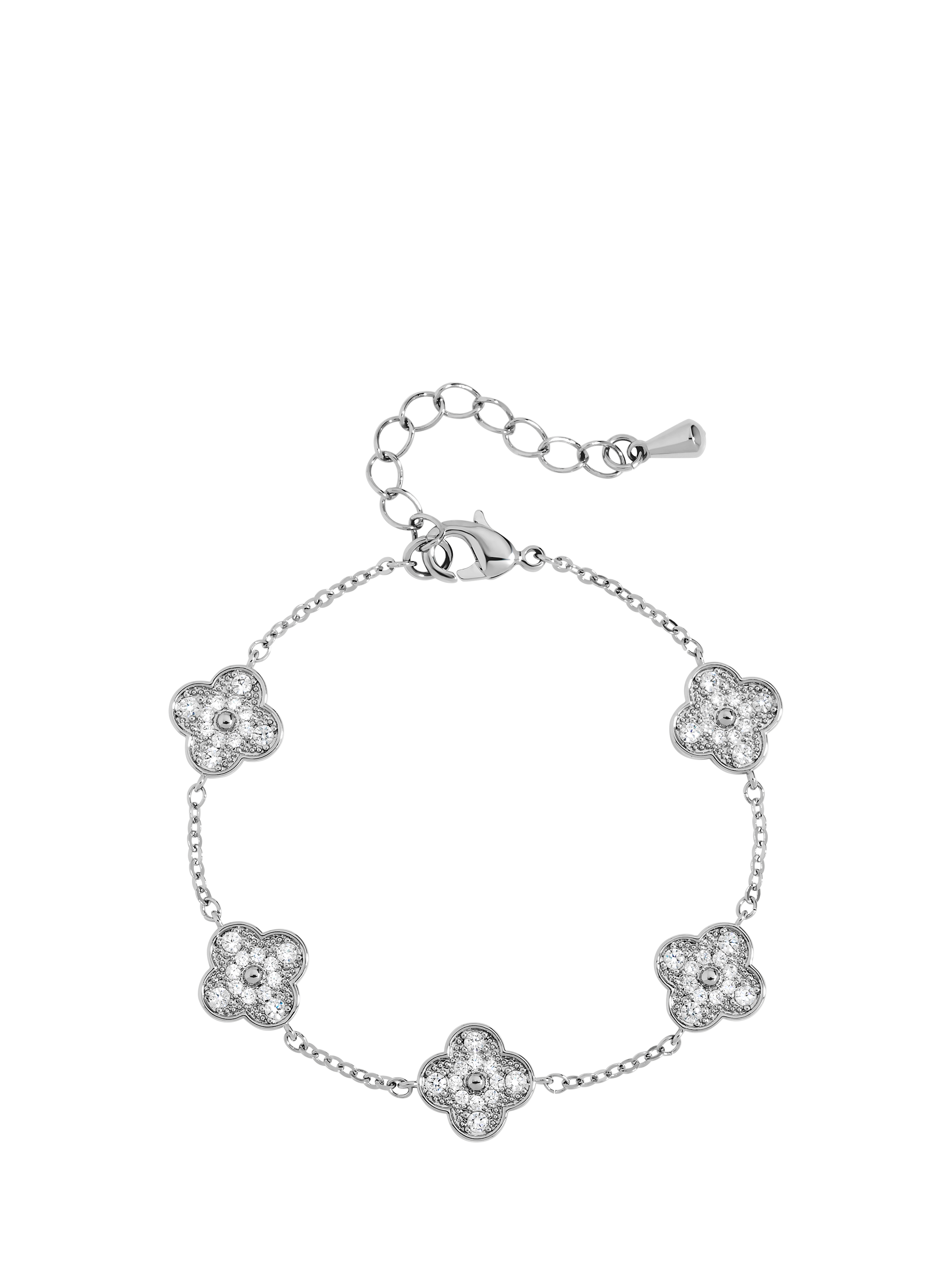 Product image 1 of 3, which shows Jon Richard Pave Clover Bracelet, Silver