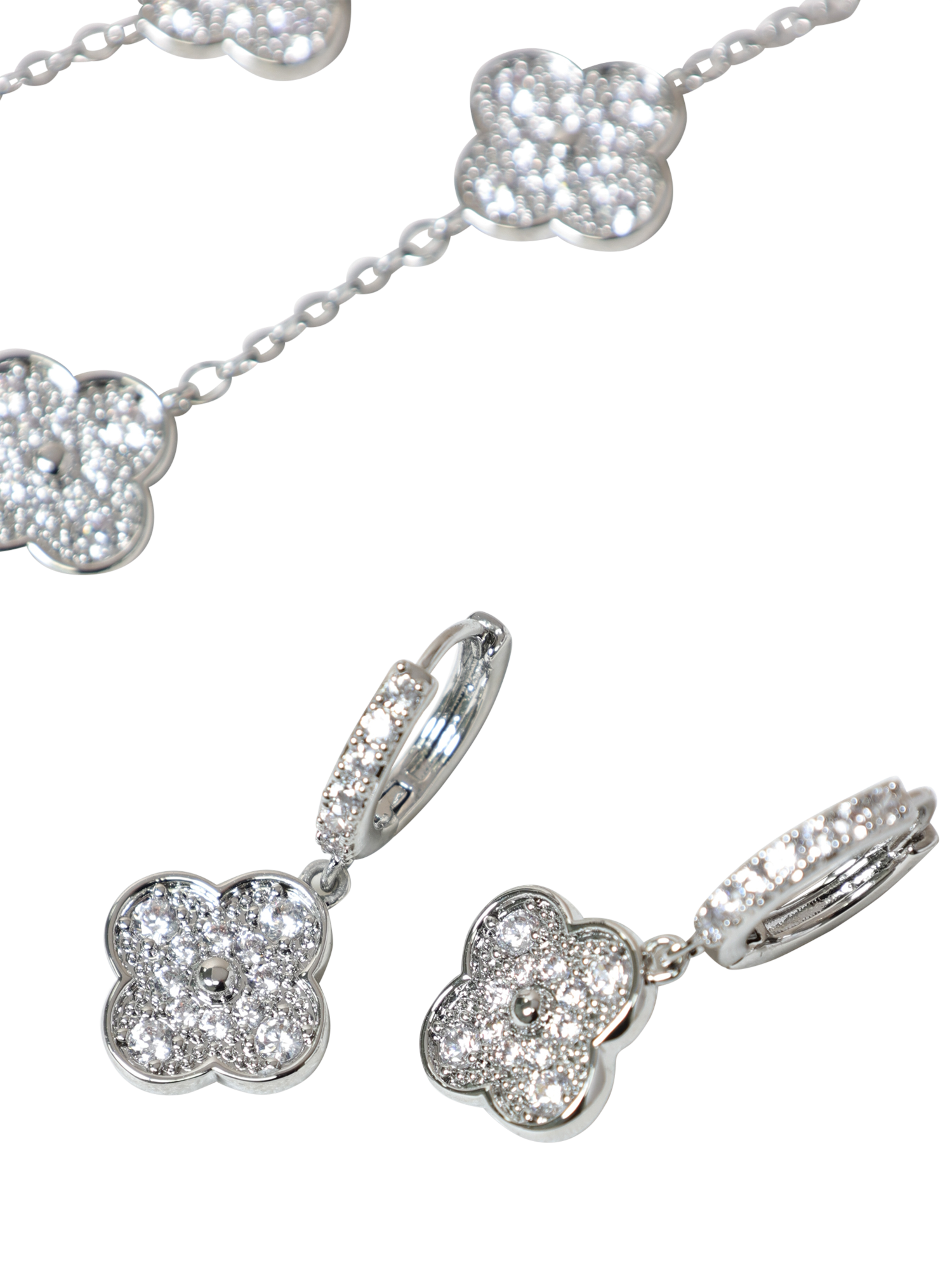 Product image 3 of 3, which shows Jon Richard Pave Clover Bracelet, Silver