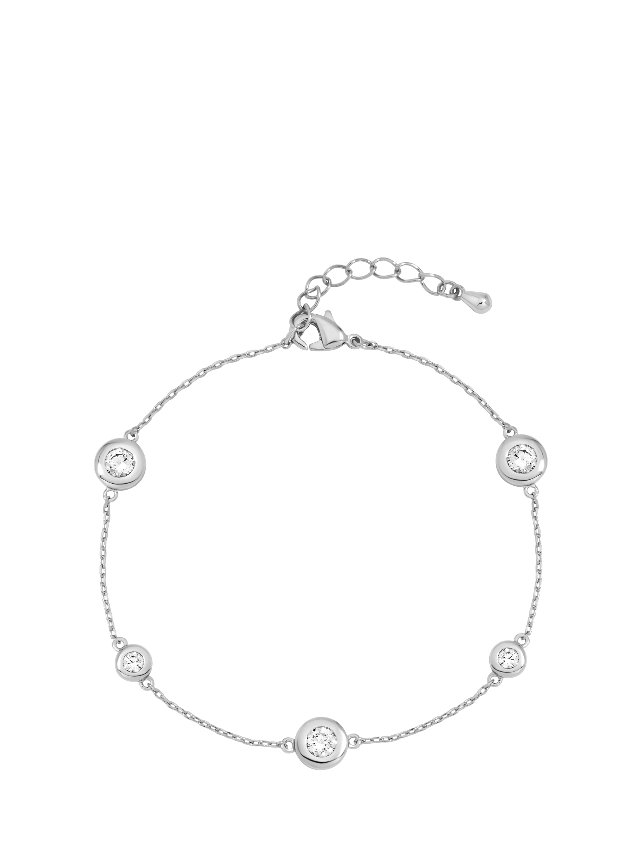 Product image 1 of 2, which shows Jon Richard Cubic Zirconia Bezel Station Bracelet, Silver