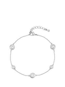 Jon Richard Cubic Zirconia Bezel Station Bracelet, Silver, Silver