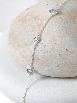 Jon Richard Cubic Zirconia Bezel Station Bracelet, Silver - view 2, Silver