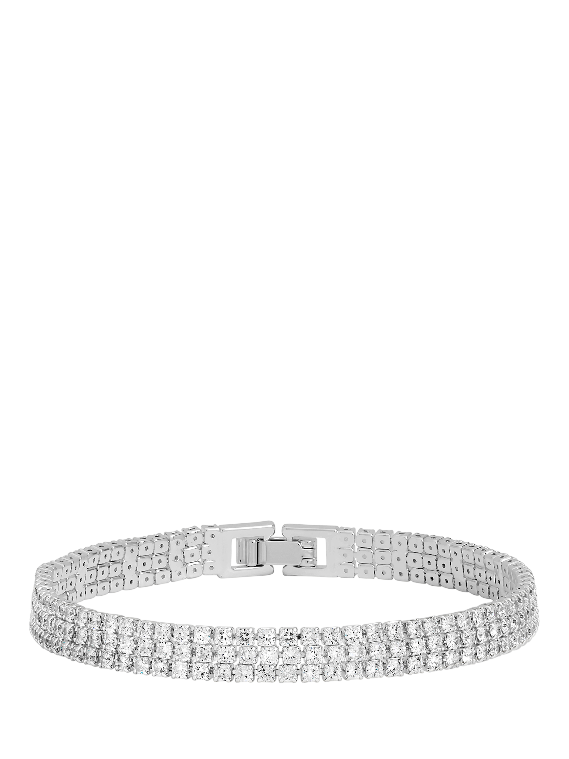 Product image 1 of 1, which shows Jon Richard Crystal Stone Multirow Bracelet, Silver