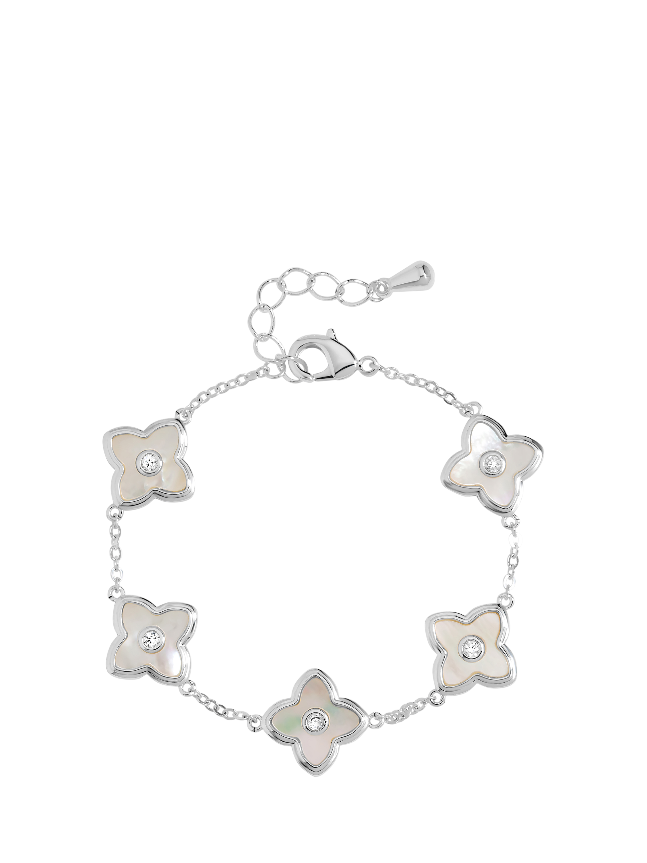 Product image 1 of 3, which shows Jon Richard Pearl and Crystal Bracelet, Silver