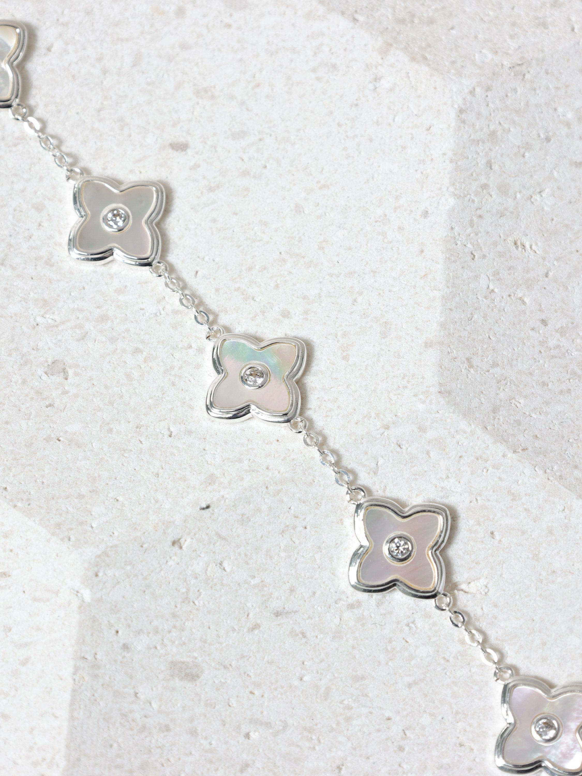 Product image 3 of 3, which shows Jon Richard Pearl and Crystal Bracelet, Silver