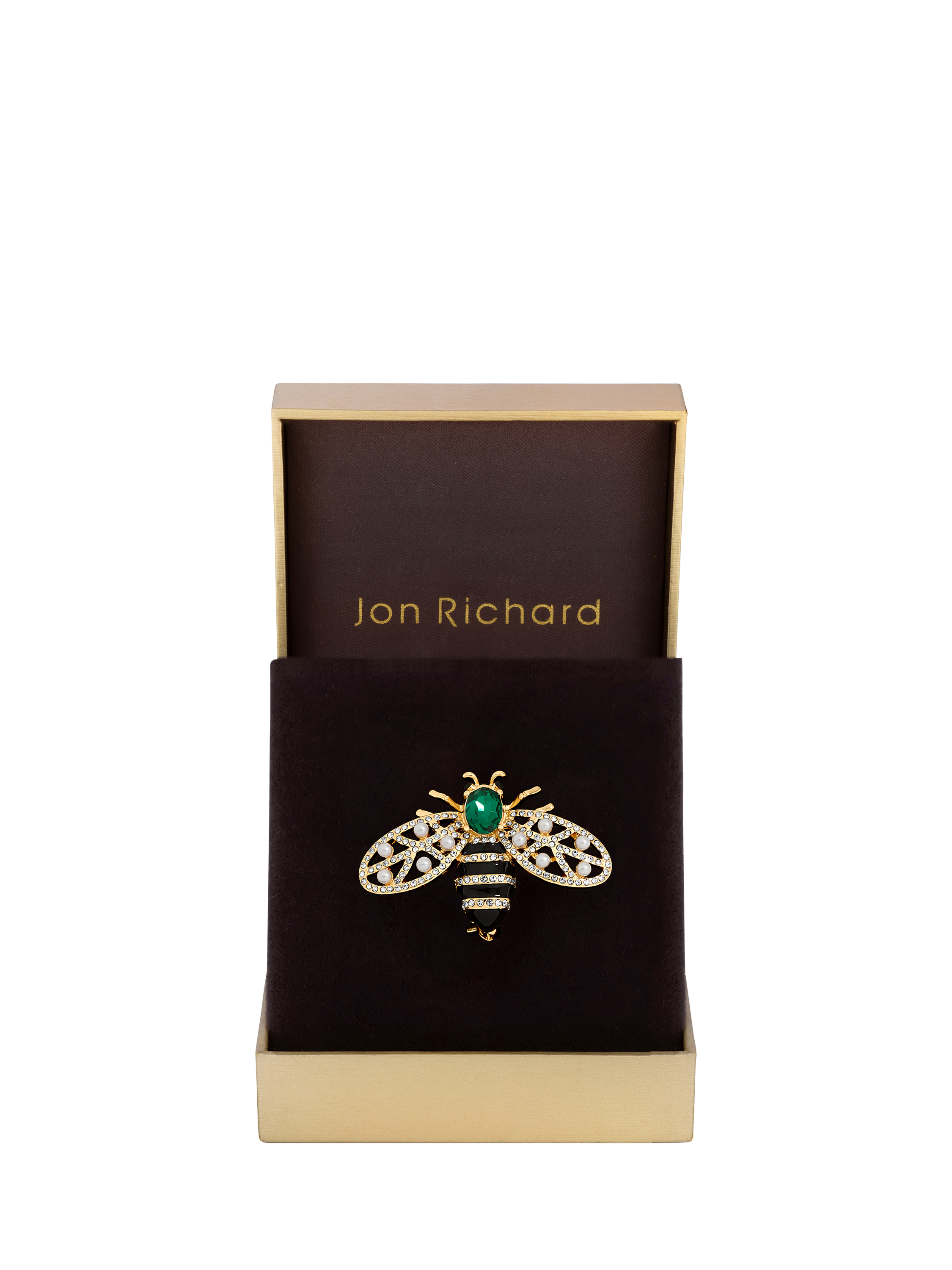 Product image 2 of 2, which shows Jon Richard Crystal Bumble Bee Brooch, Gold