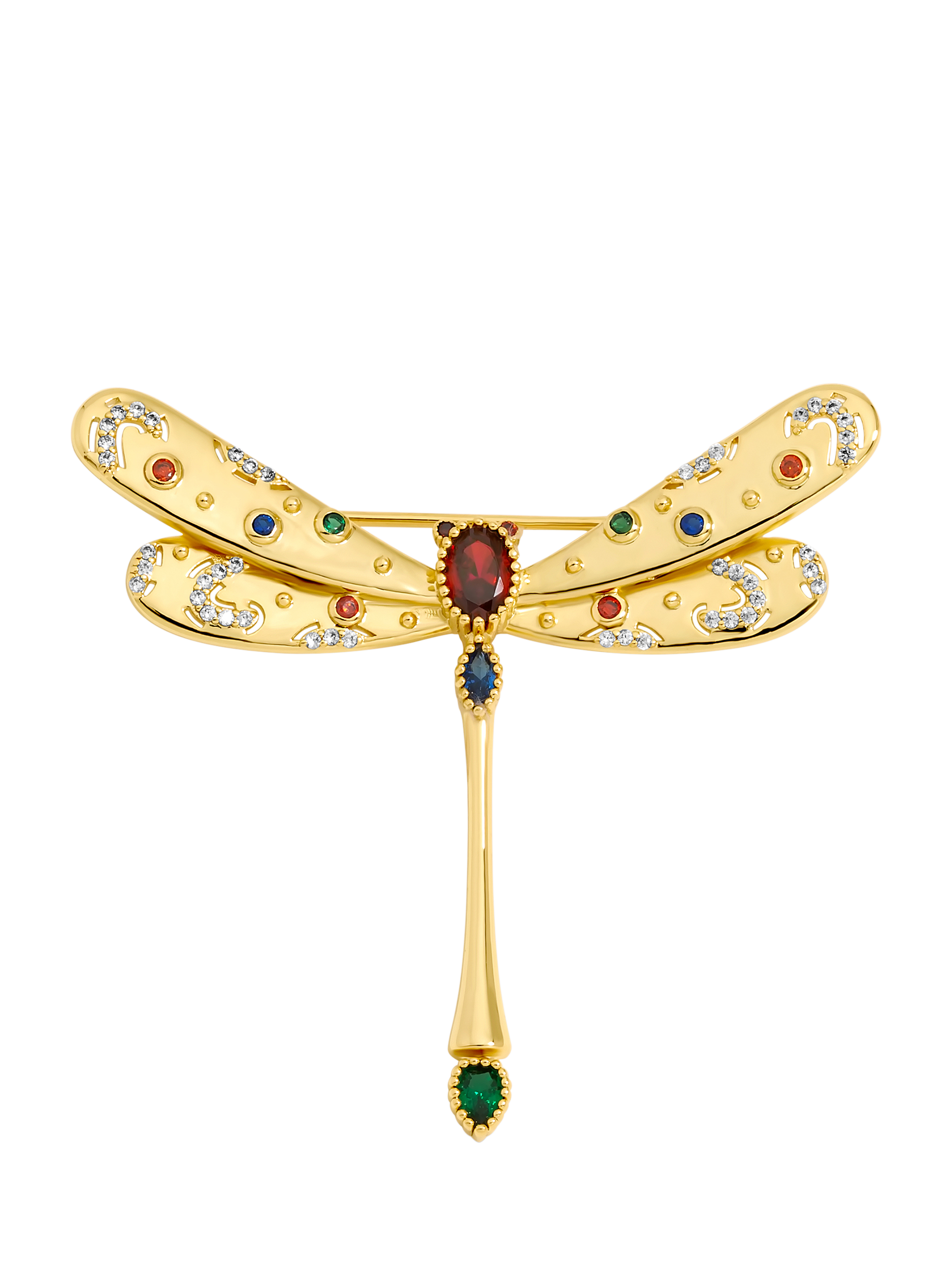 Product image 1 of 3, which shows Jon Richard Crystal Dragonfly Brooch, Gold