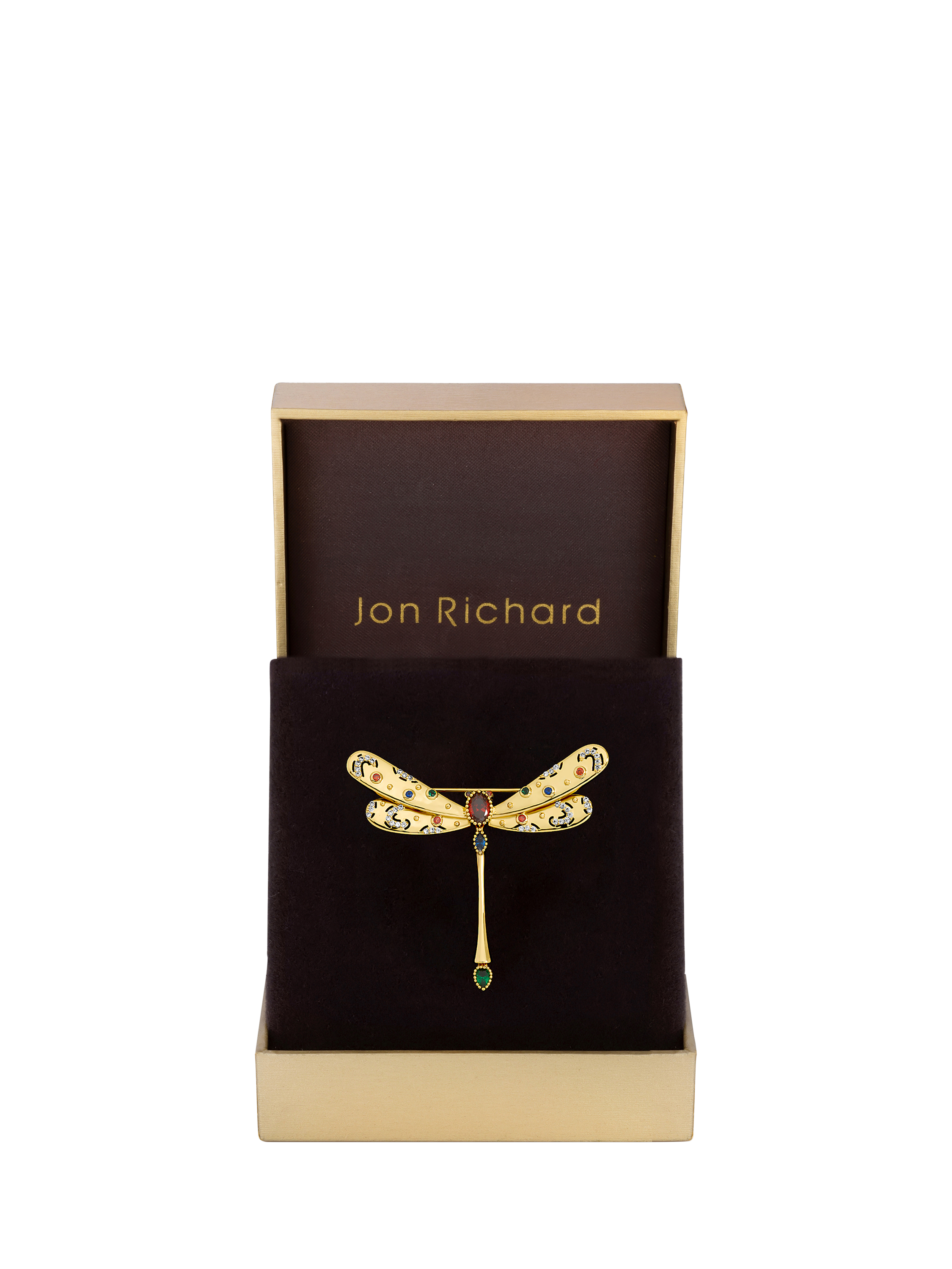 Product image 2 of 3, which shows Jon Richard Crystal Dragonfly Brooch, Gold