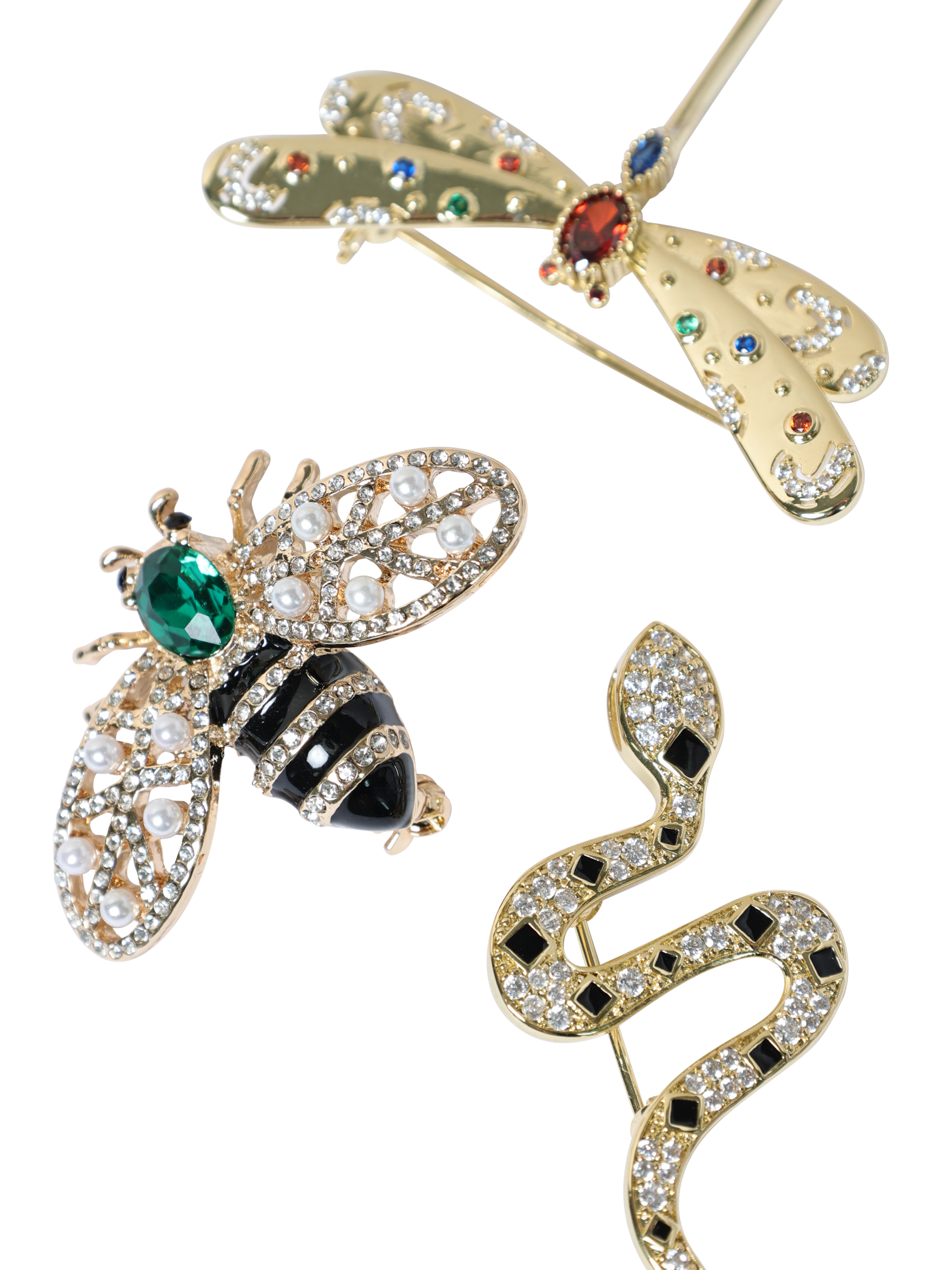 Product image 3 of 3, which shows Jon Richard Crystal Dragonfly Brooch, Gold