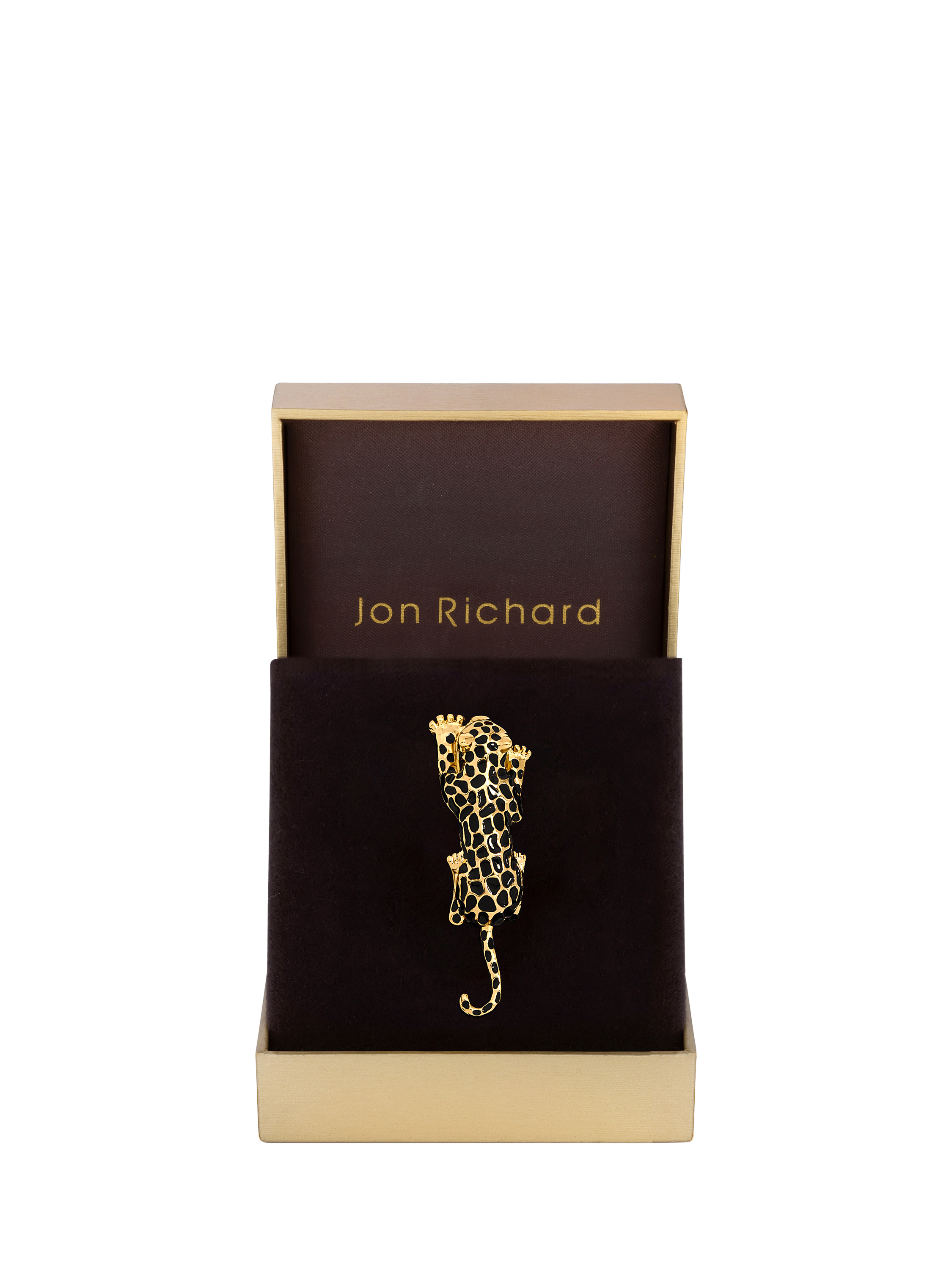 Product image 2 of 3, which shows Jon Richard Jet Leopard Brooch, Gold
