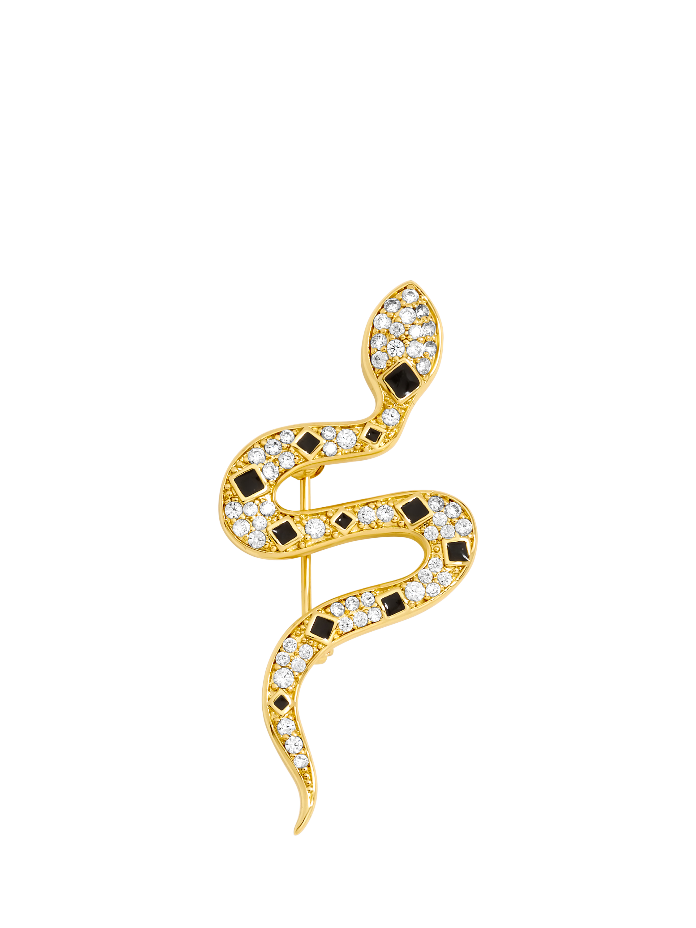 Product image 1 of 3, which shows Jon Richard Crystal Snake Brooch, Gold