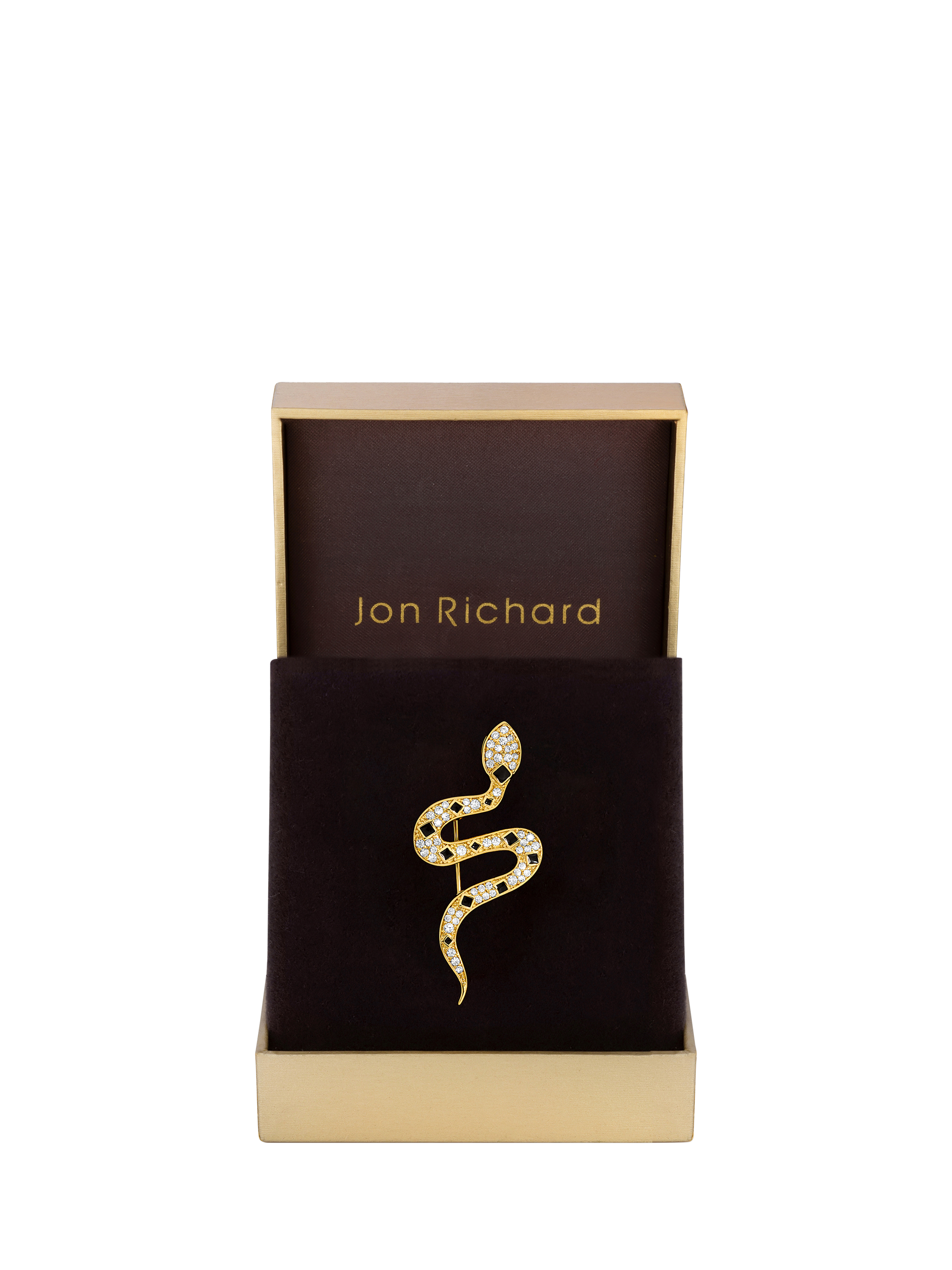 Product image 2 of 3, which shows Jon Richard Crystal Snake Brooch, Gold