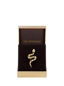 Jon Richard Crystal Snake Brooch, Gold - view 2, Gold