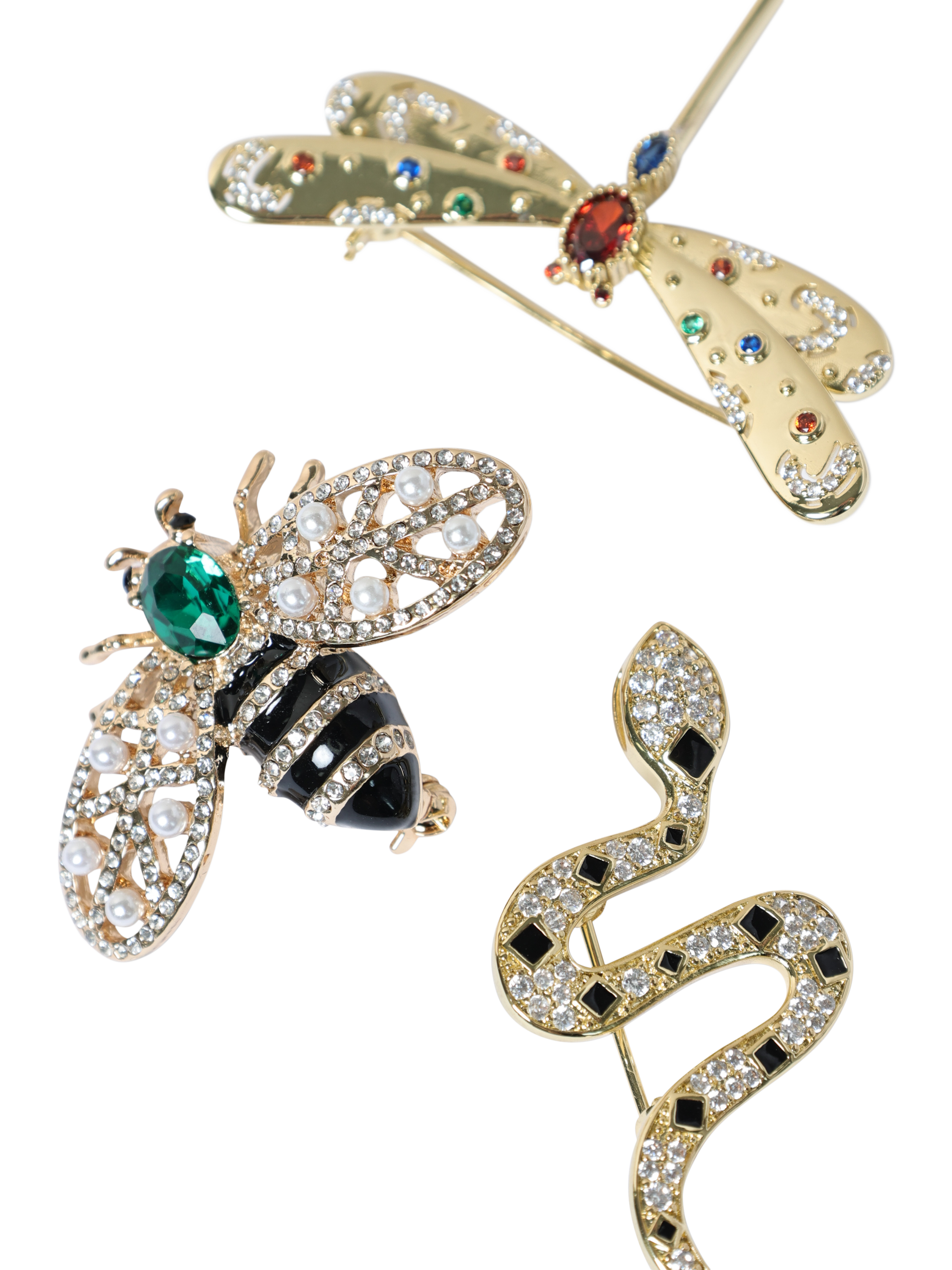 Product image 3 of 3, which shows Jon Richard Crystal Snake Brooch, Gold