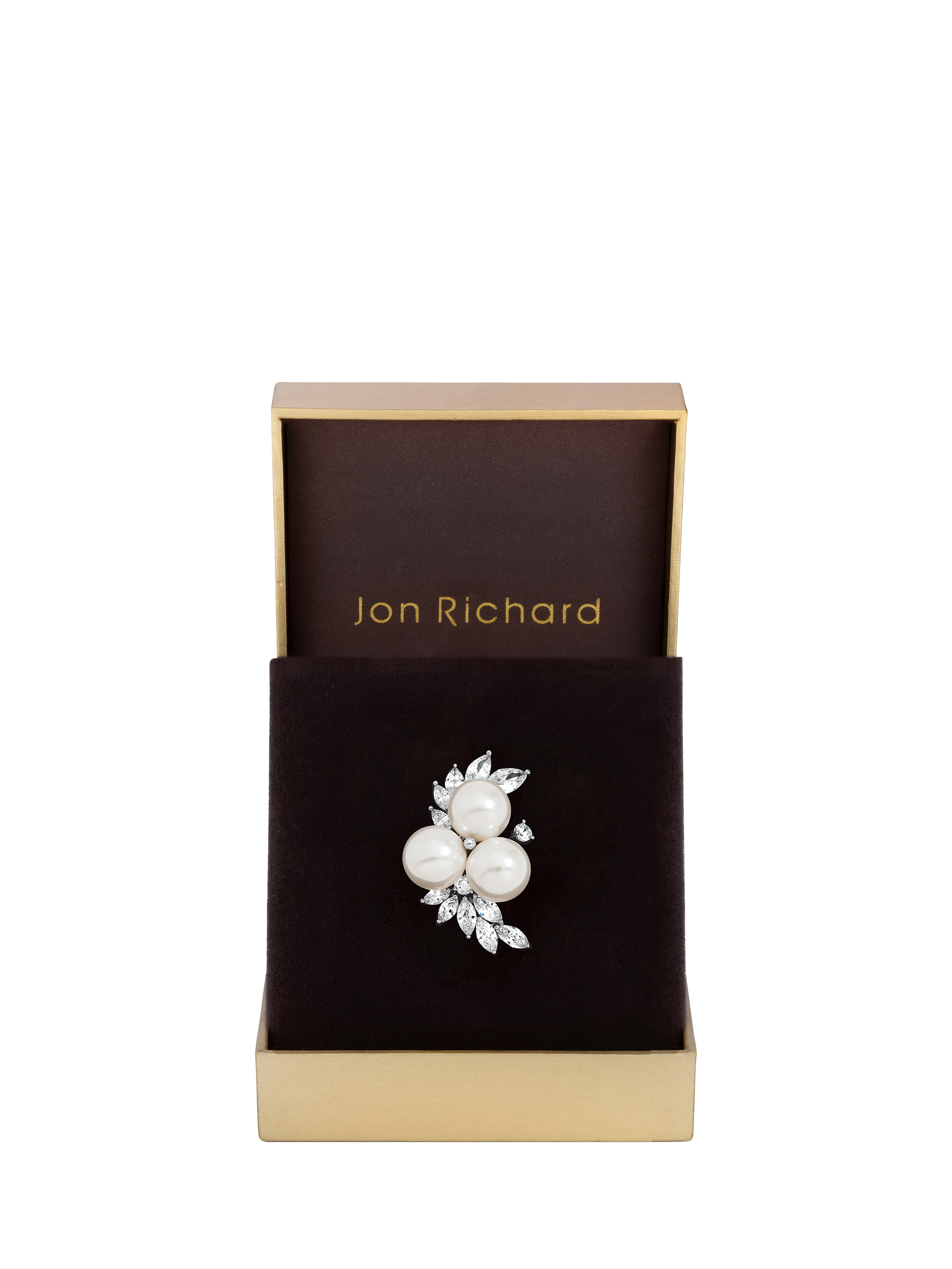 Product image 2 of 3, which shows Jon Richard Pearl and Crystal Custer Brooch, Silver