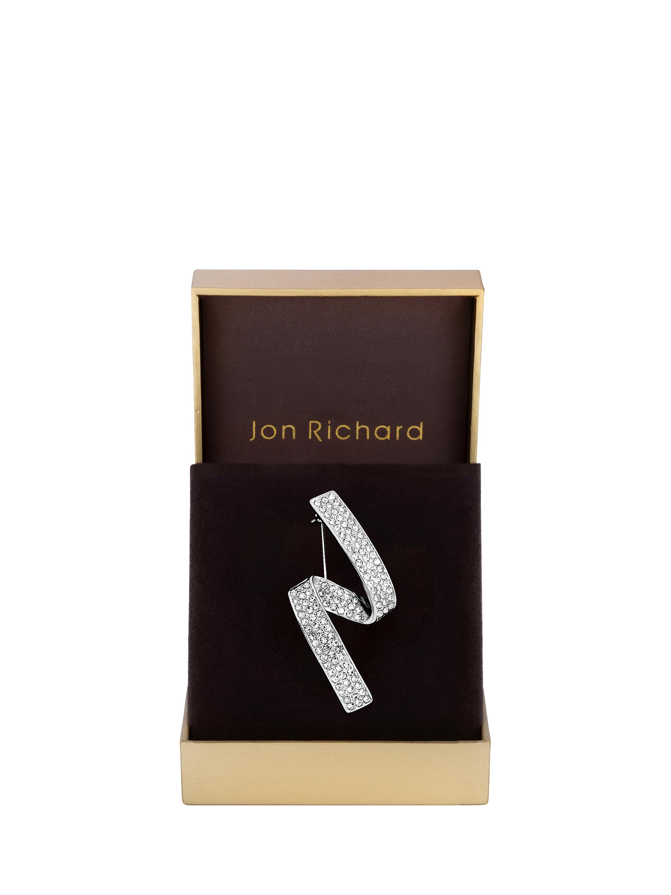 Product image 2 of 2, which shows Jon Richard Contemporary Pave Brooch, Silver