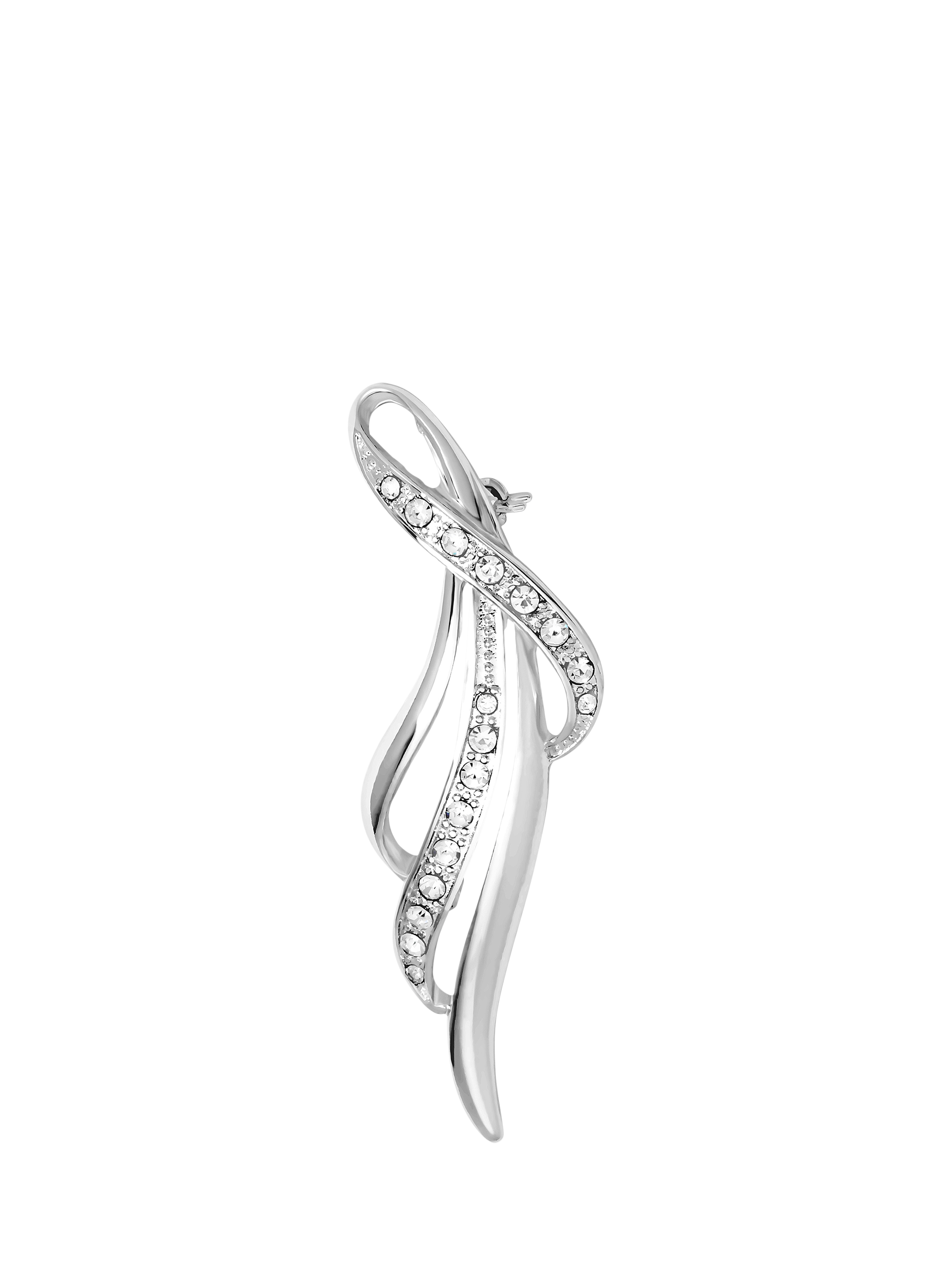 Product image 1 of 3, which shows Jon Richard Pave Contemporary Long Brooch, Silver