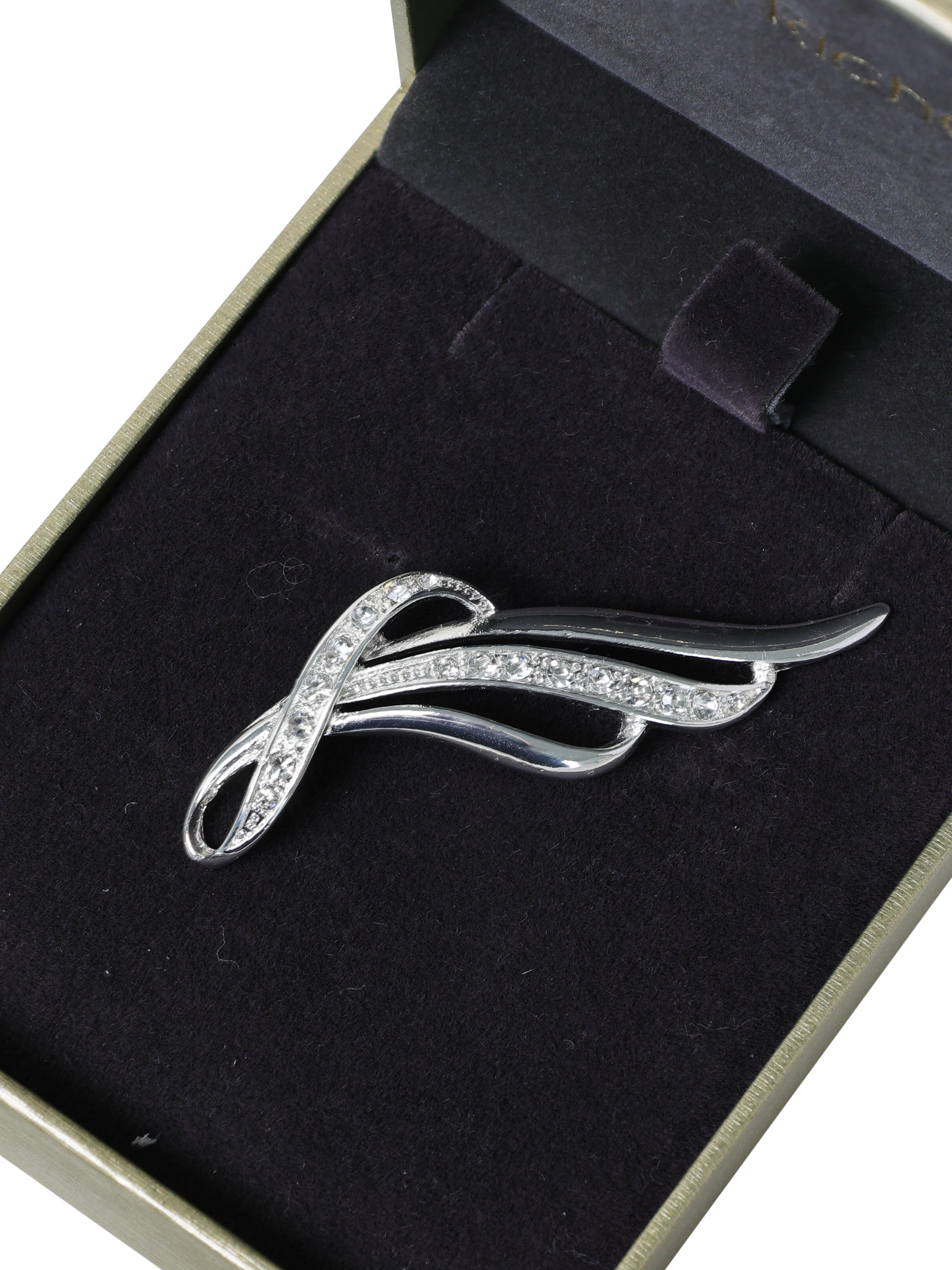 Product image 3 of 3, which shows Jon Richard Pave Contemporary Long Brooch, Silver