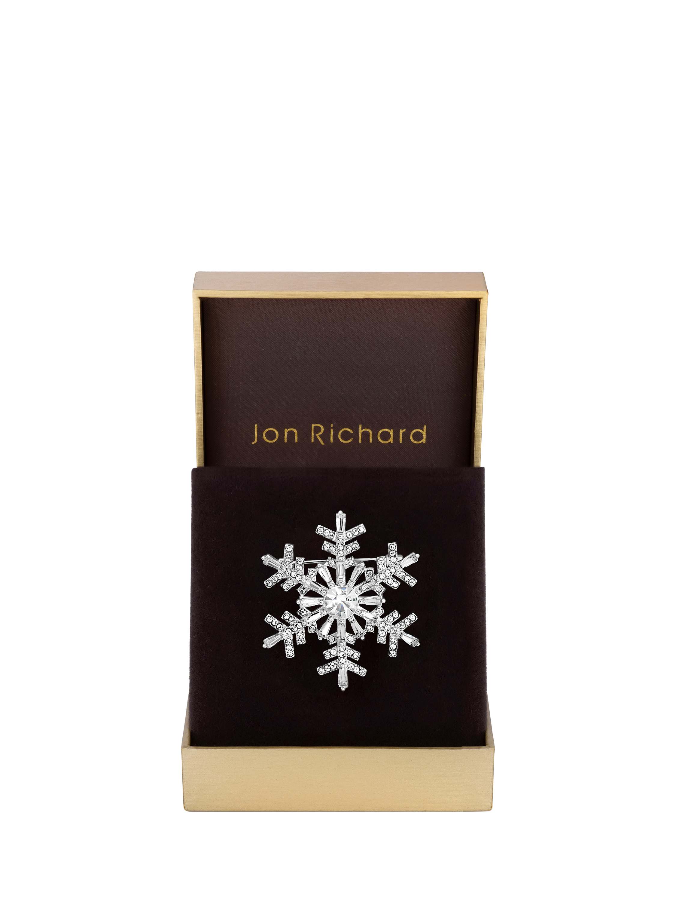 Product image 1 of 4, which shows Jon Richard Crystal Snowflake Brooch, Silver