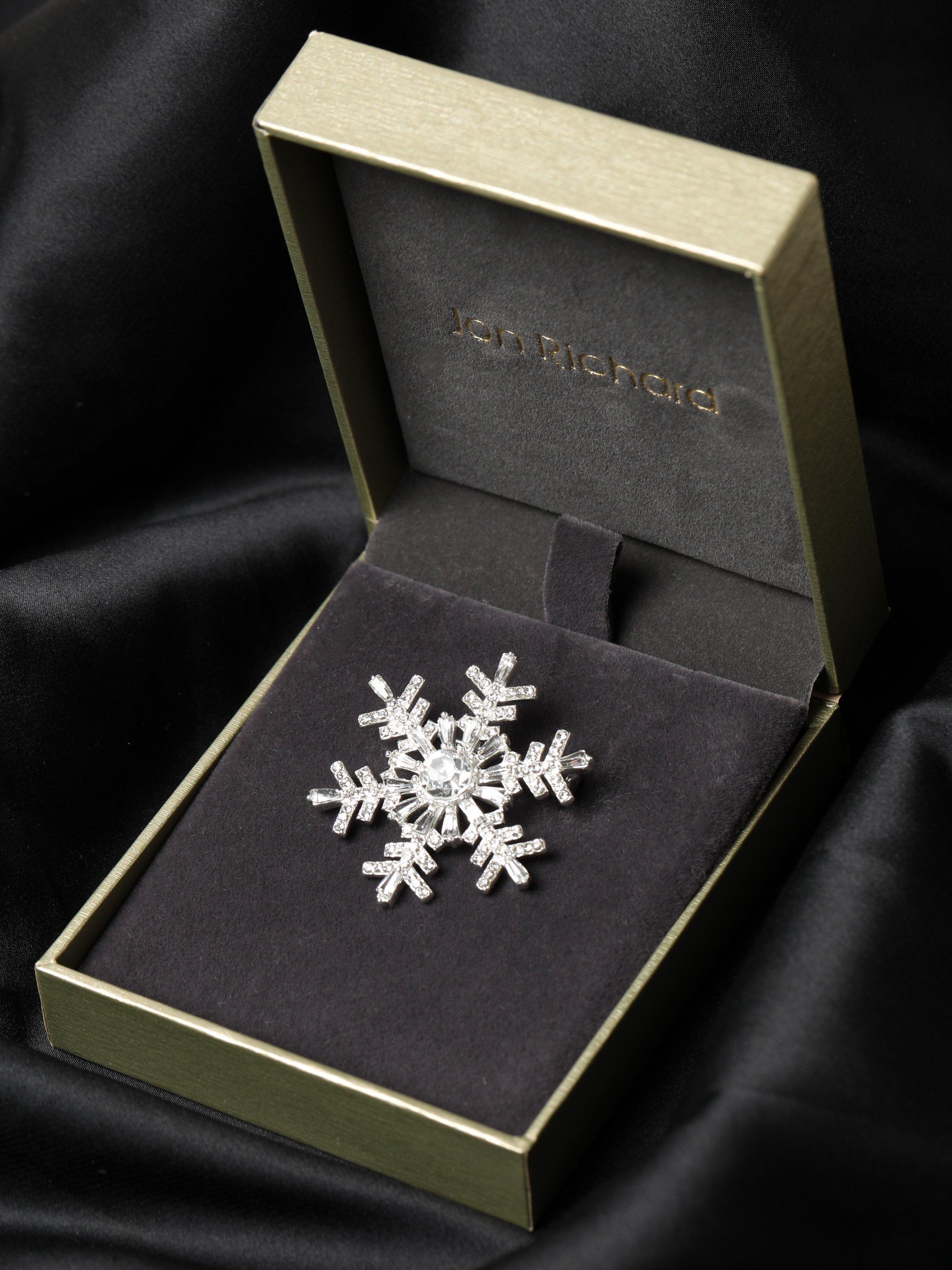 Product image 4 of 4, which shows Jon Richard Crystal Snowflake Brooch, Silver