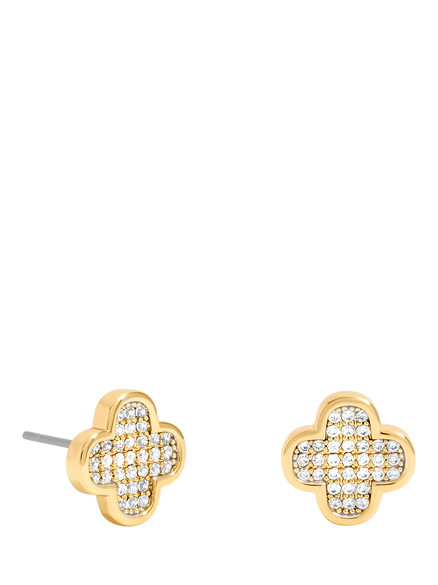 Product image 1 of 3, which shows Jon Richard Micro Pave Stud Earrings, Gold