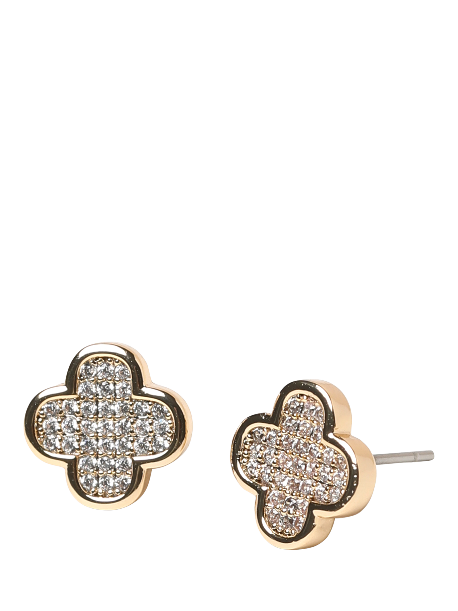 Product image 2 of 3, which shows Jon Richard Micro Pave Stud Earrings, Gold