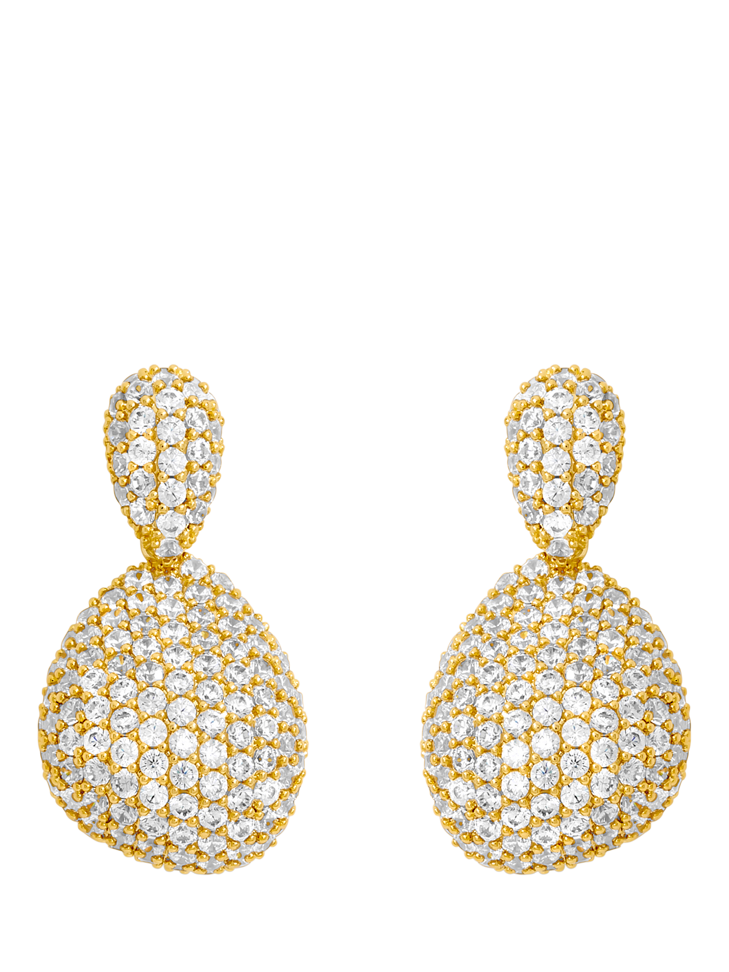 Product image 1 of 1, which shows Jon Richard Crystal Double Drop Dome Earrings, Gold