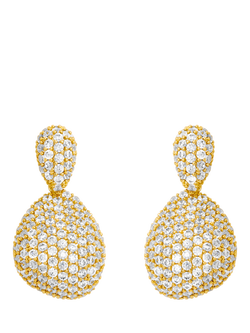 Jon Richard Crystal Double Drop Dome Earrings, Gold, Gold