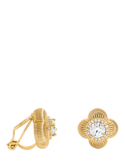 Jon Richard Crystal Clover Clip On Earrings, Gold, Gold