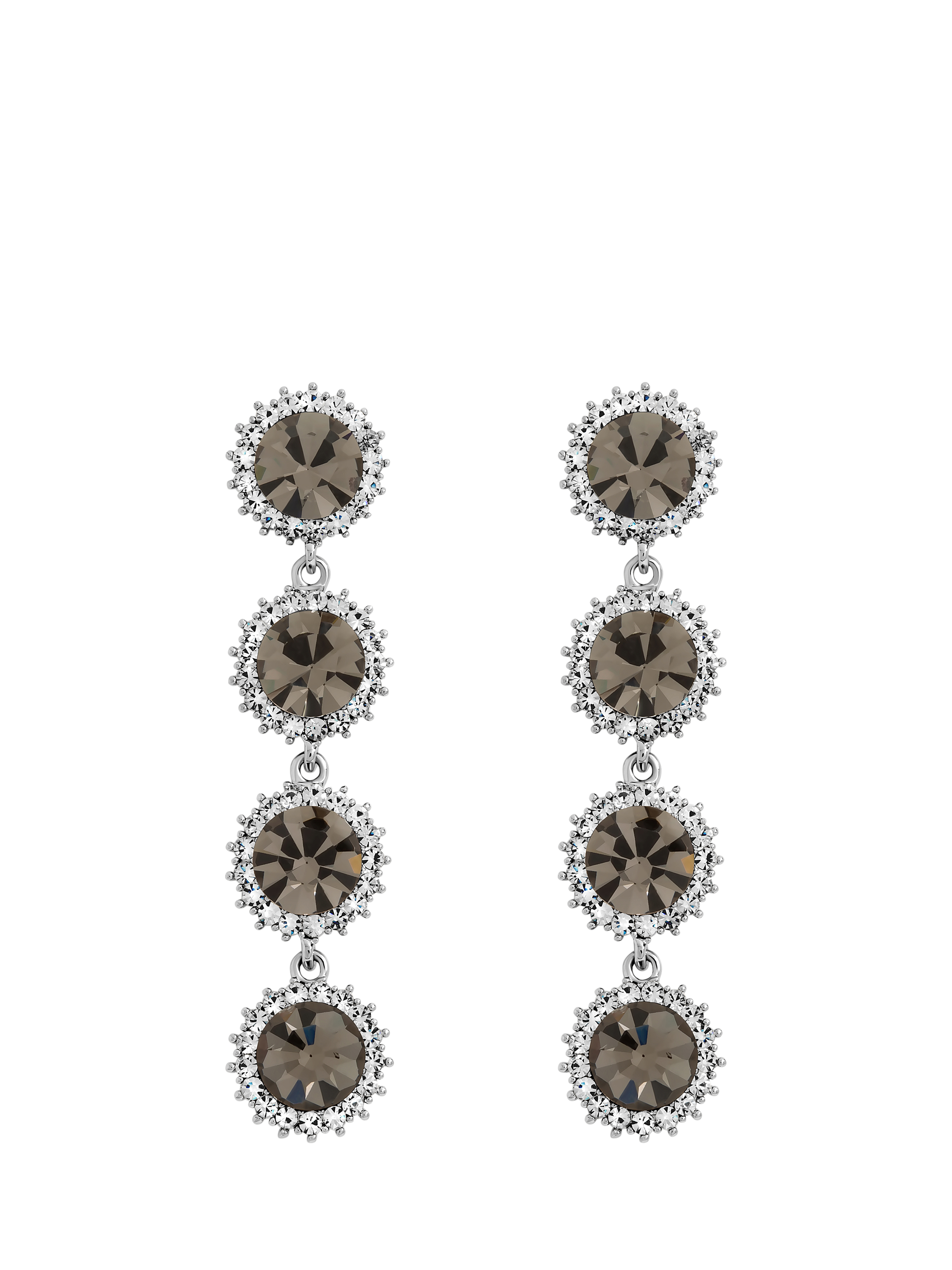 Product image 1 of 2, which shows Jon Richard Statement Drop Earrings, Silver/Black