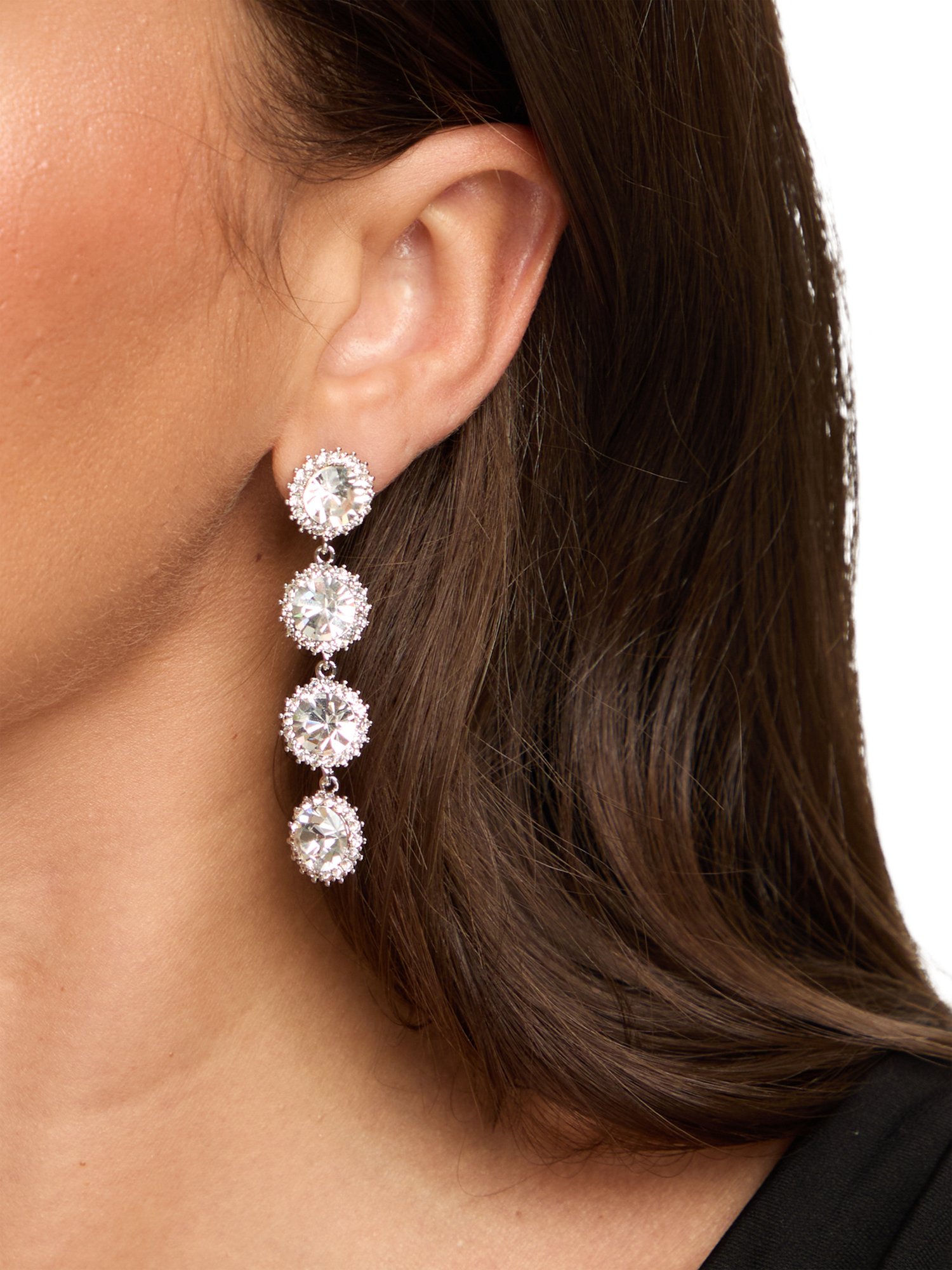 Product image 3 of 3, which shows Jon Richard Statement Drop Earrings, Silver