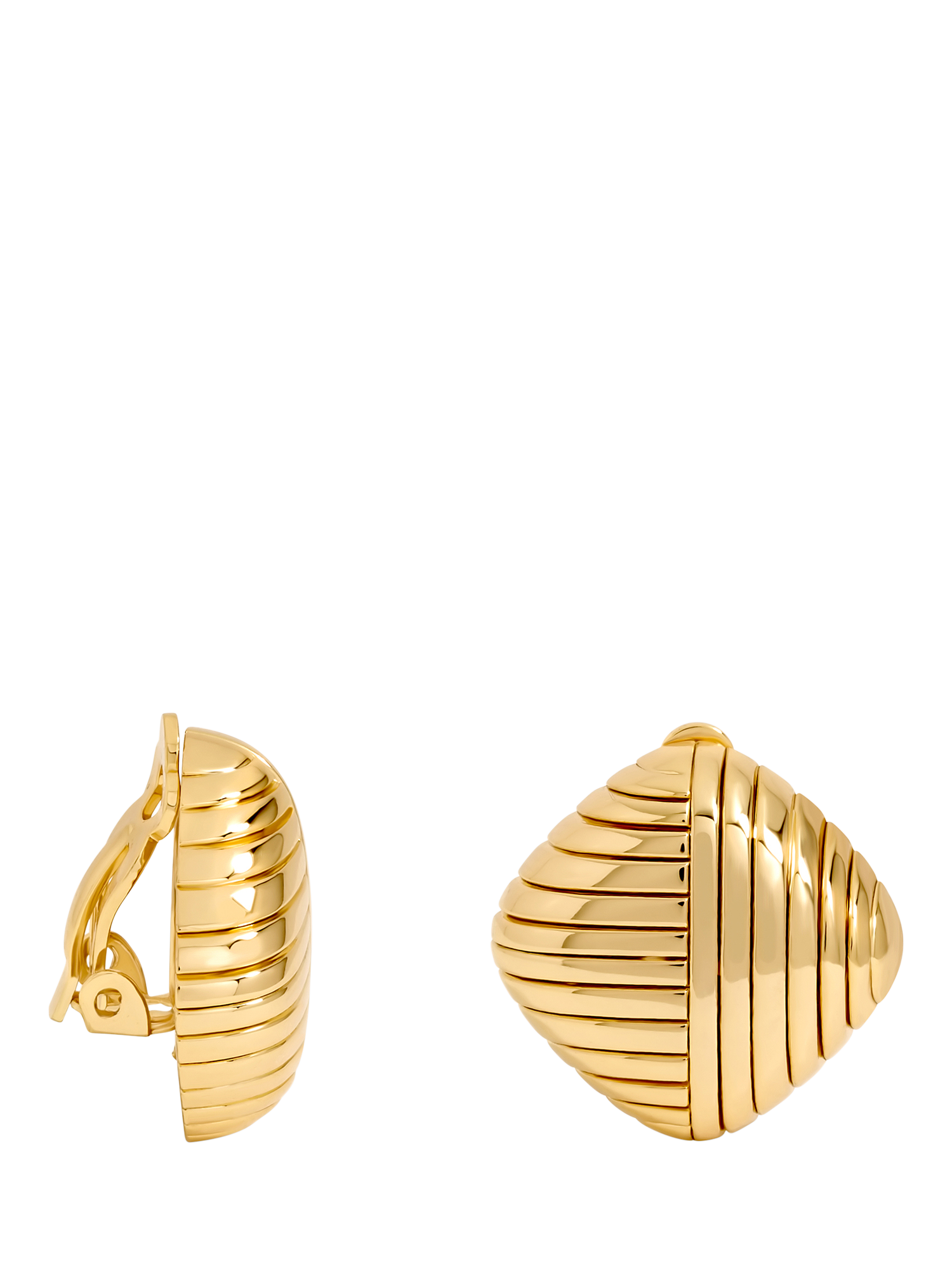 Product image 1 of 3, which shows Jon Richard Ridge Square Clip On Earrings, Gold