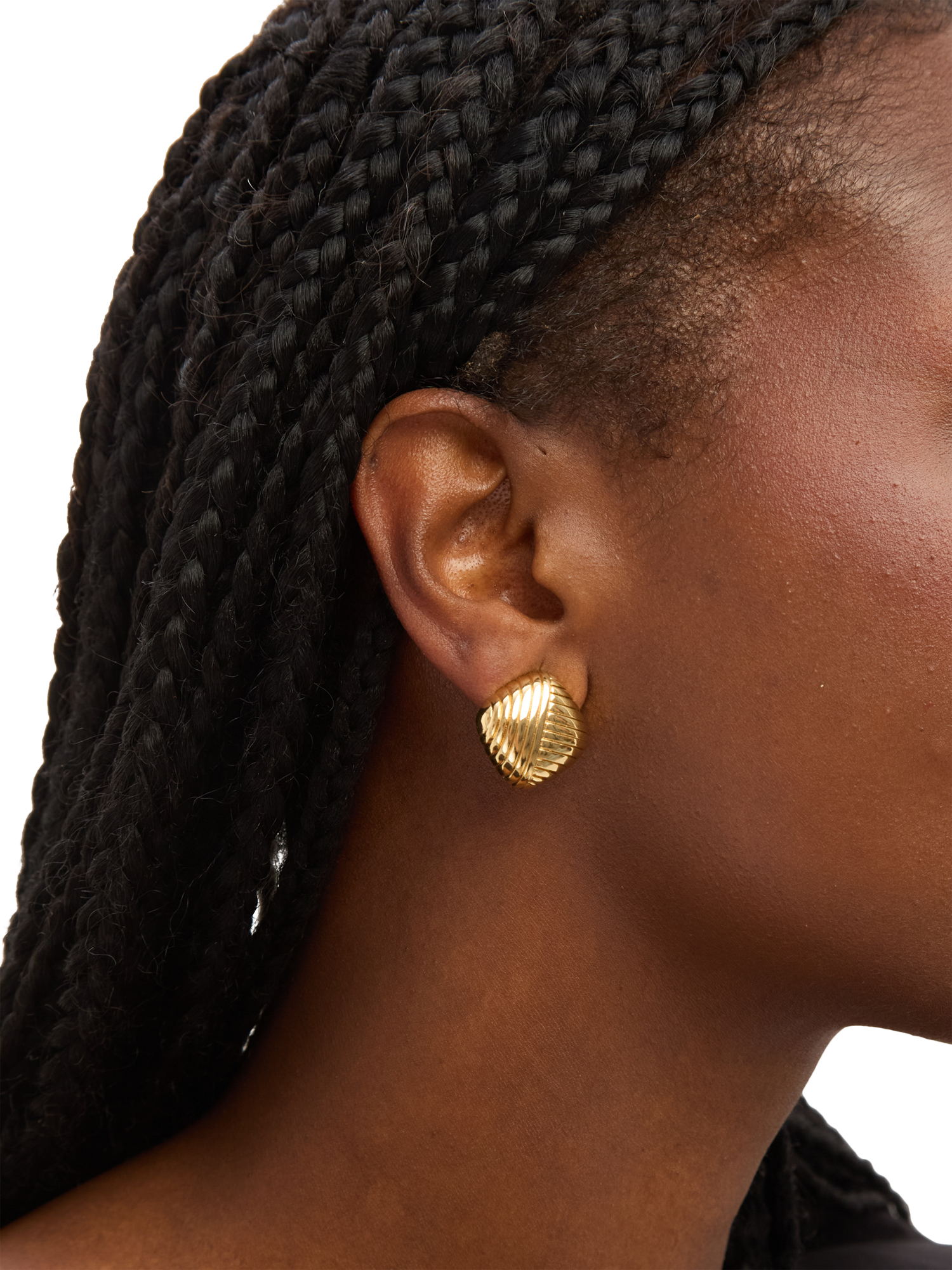 Product image 3 of 3, which shows Jon Richard Ridge Square Clip On Earrings, Gold