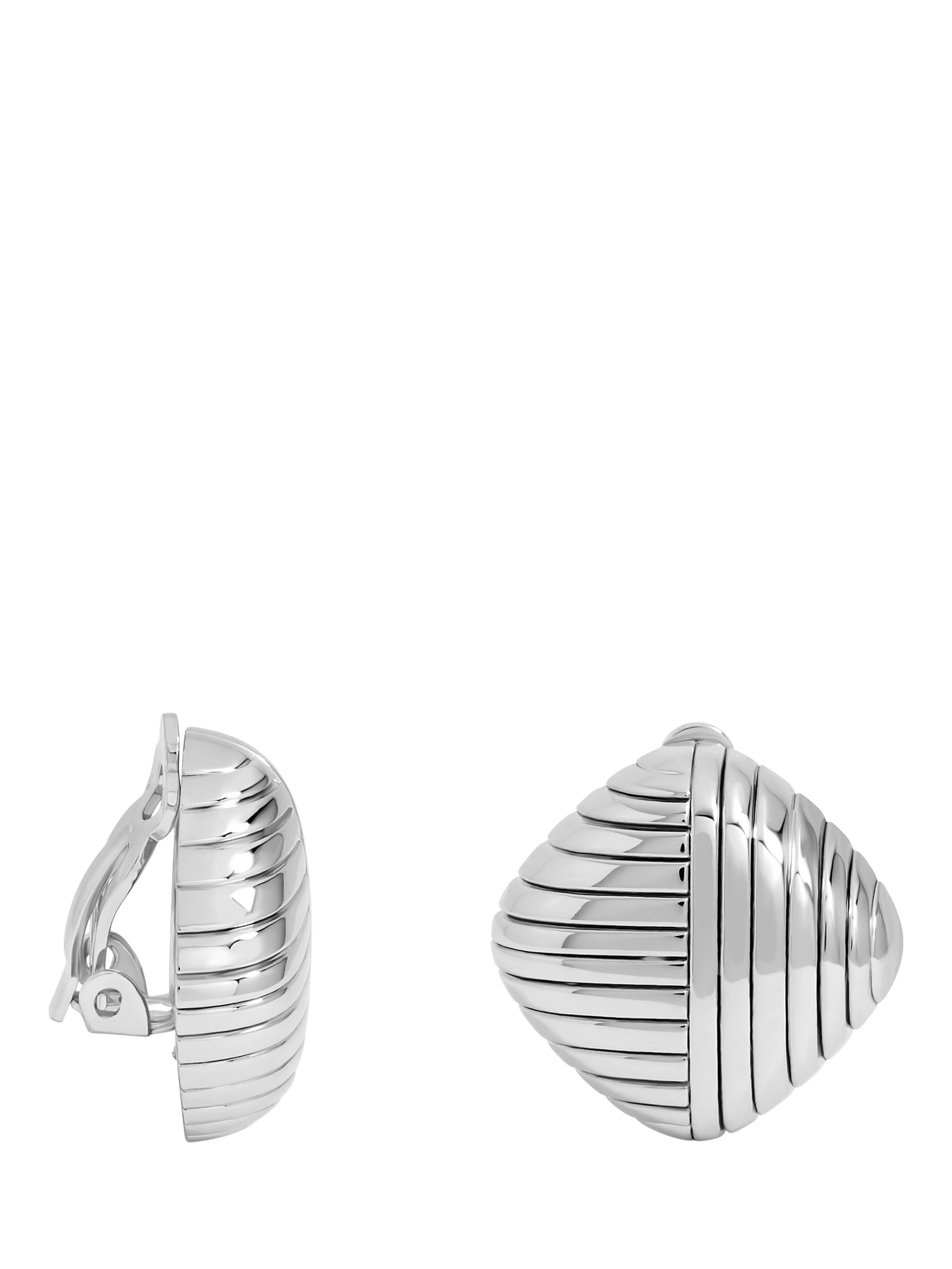 Product image 1 of 3, which shows Jon Richard Ridge Square Clip On Earrings, Silver