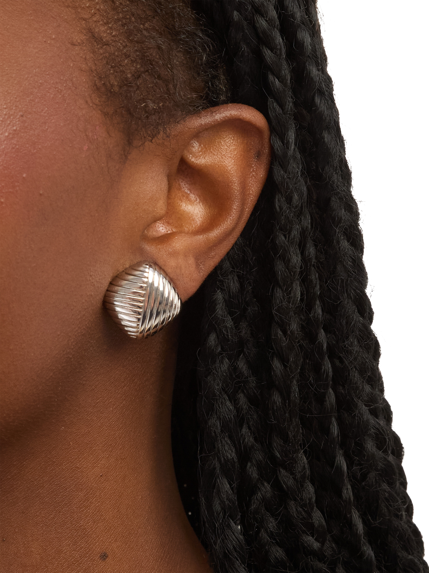 Product image 2 of 3, which shows Jon Richard Ridge Square Clip On Earrings, Silver