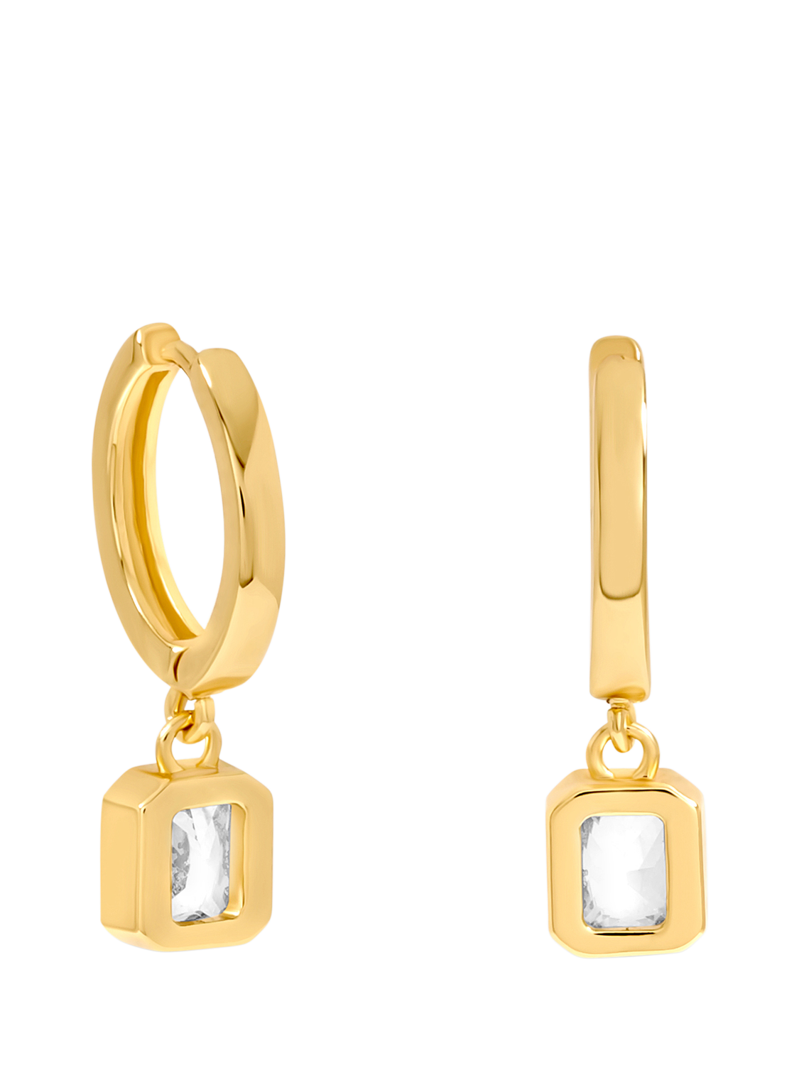 Product image 1 of 2, which shows Jon Richard Crystal Huggie Drop Earrings, Gold