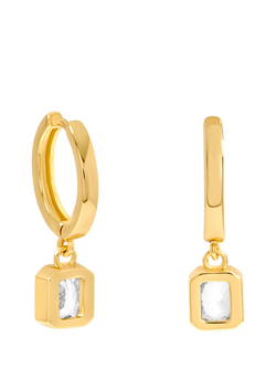 Jon Richard Crystal Huggie Drop Earrings, Gold, Gold