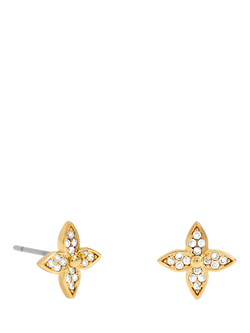 Jon Richard Bow and Pearl Stud Earrings, Gold, Gold