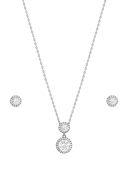 Jon Richard Cubic Zirconia Double Halo Drop Box Set, Silver, Silver