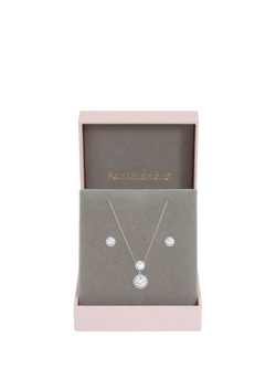 Jon Richard Cubic Zirconia Double Halo Drop Box Set, Silver - view 2, Silver