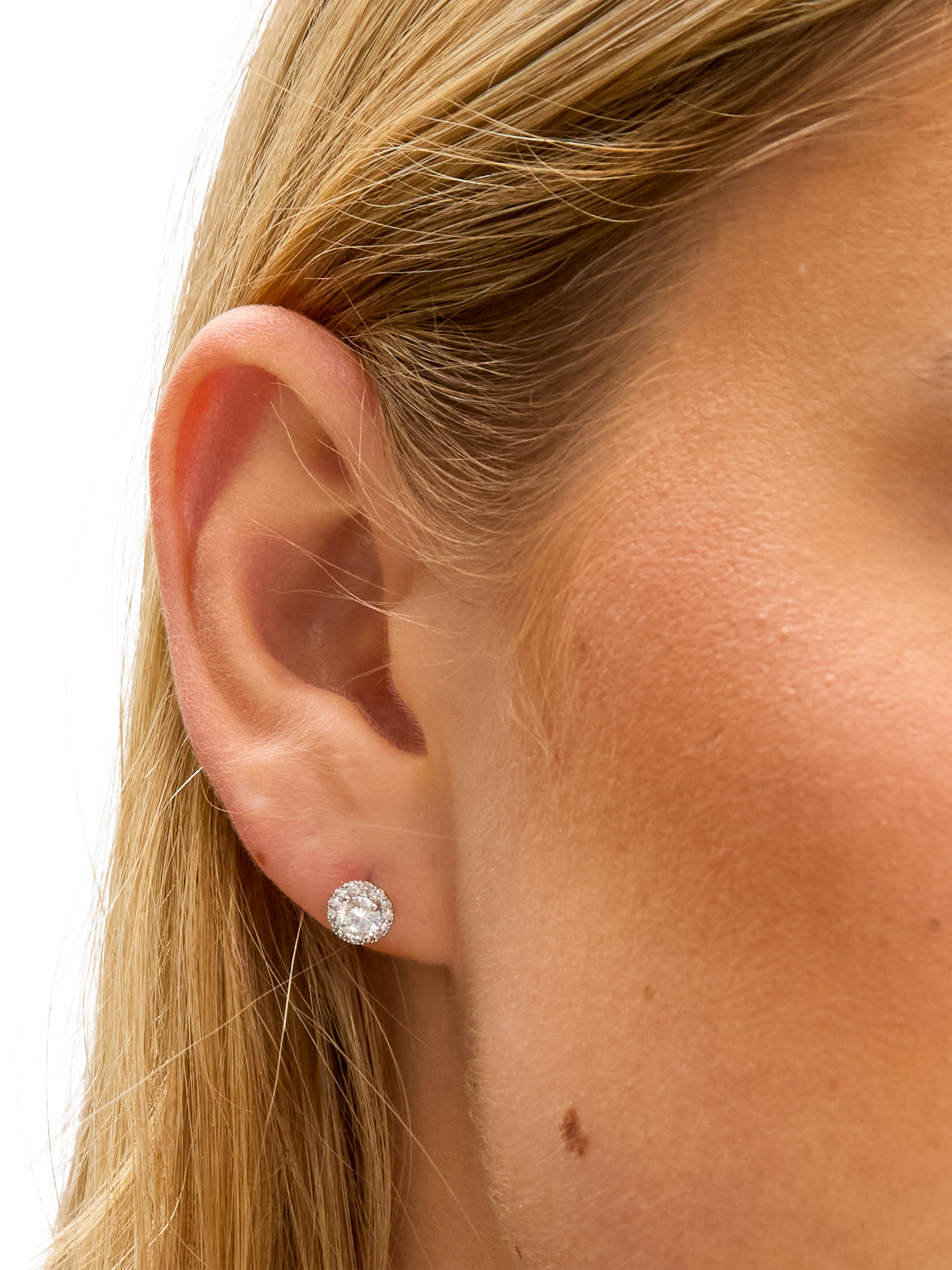 Product image 4 of 5, which shows Jon Richard Cubic Zirconia Double Halo Drop Box Set, Silver