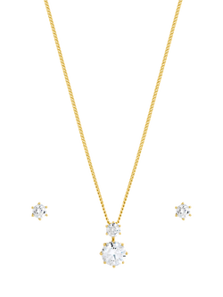 Jon Richard Cubic Zirconia Round Drop Set, Gold, Gold