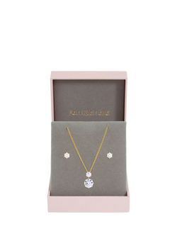 Jon Richard Cubic Zirconia Round Drop Set, Gold - view 2, Gold