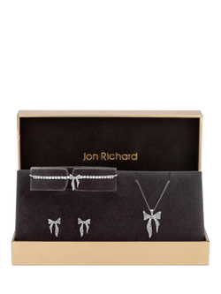 Jon Richard Pave Bow Trio Set, Silver - view 2, Silver