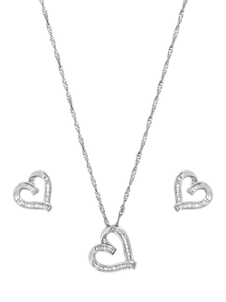 Jon Richard Pave Twist Heart Box Set, Silver, Silver