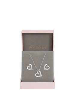 Jon Richard Pave Twist Heart Box Set, Silver - view 2, Silver