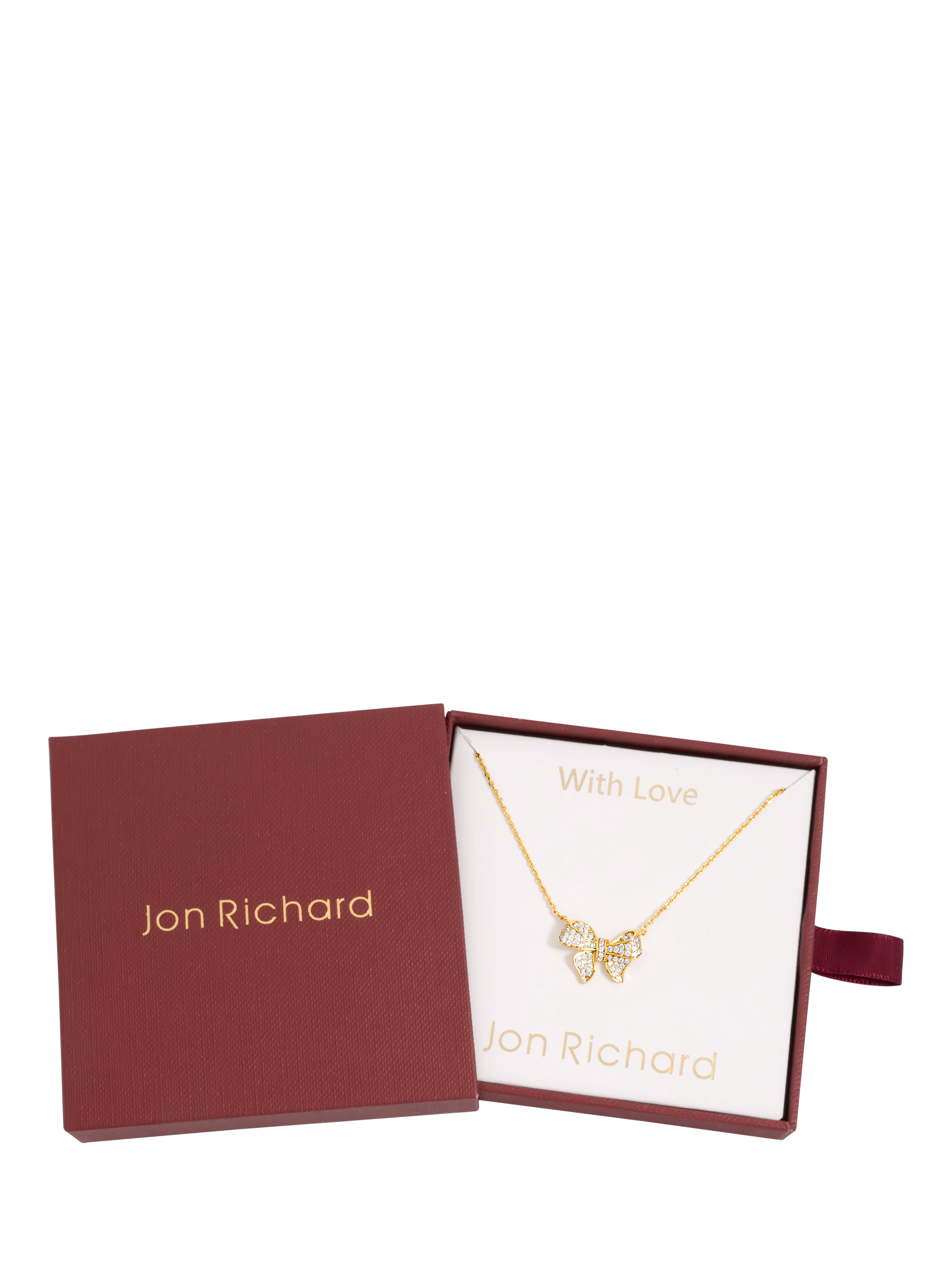 Product image 2 of 2, which shows Jon Richard Crystal Bow Pendant, Gold