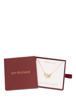 Jon Richard Crystal Bow Pendant, Gold - view 2, Gold