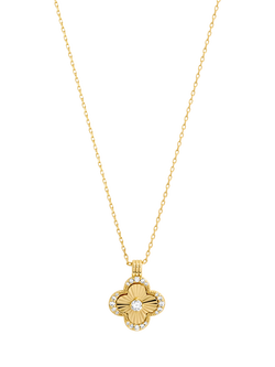 Jon Richard Crystal Clover Pendant, Gold, Gold