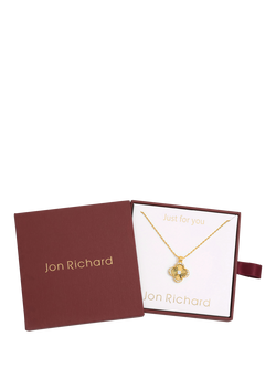 Jon Richard Crystal Clover Pendant, Gold - view 2, Gold