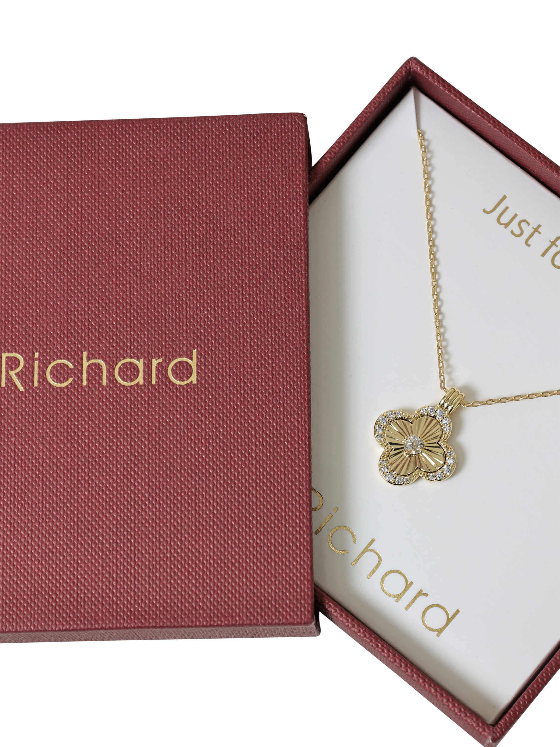 Product image 4 of 4, which shows Jon Richard Crystal Clover Pendant, Gold